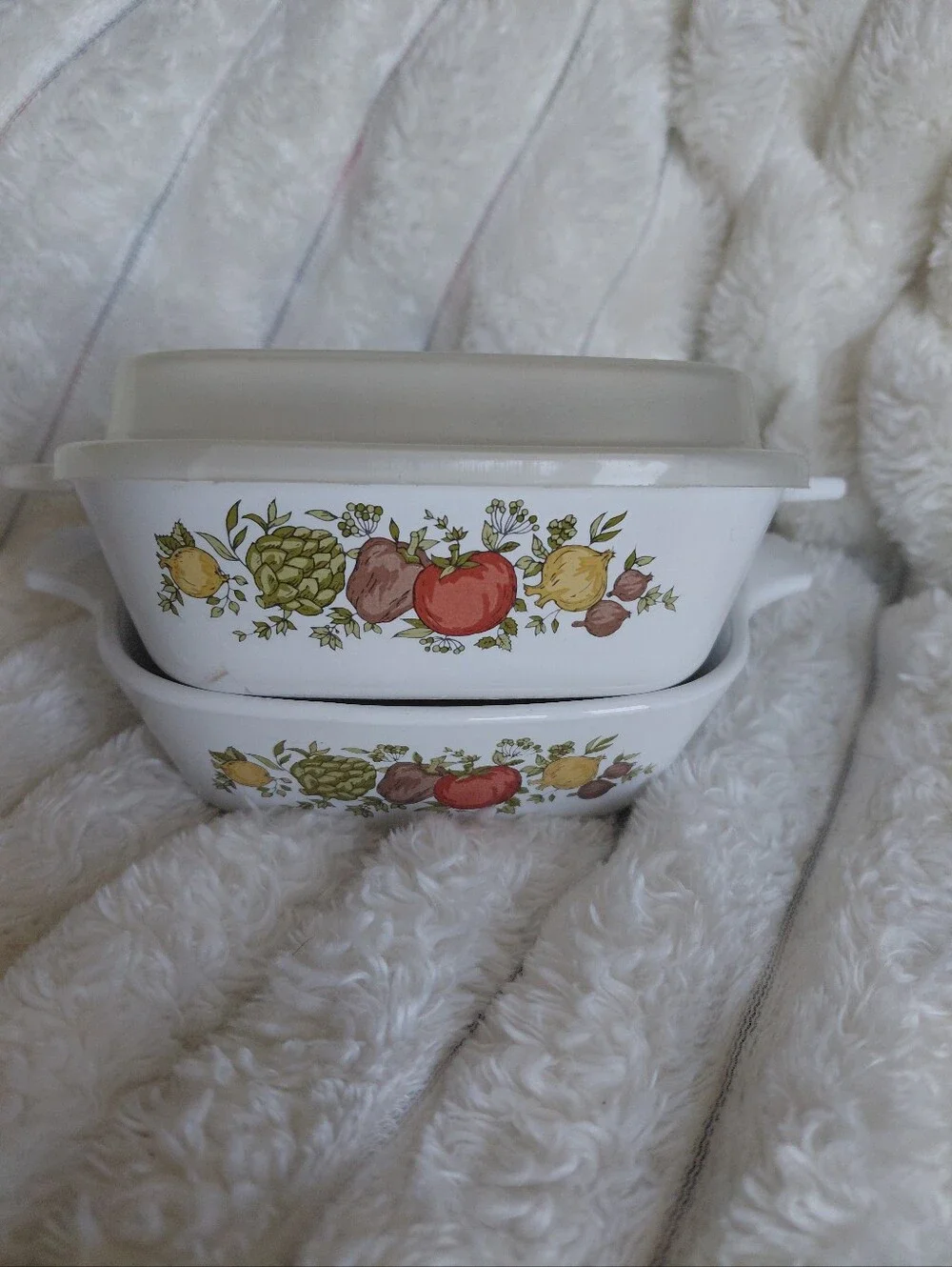 P-41-B Spice Of Life Corning Ware 1 3/4 Cup Set Of 2 With One Plastic Lid
